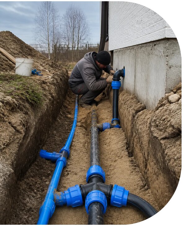 Монтаж наружного водопровода на участке под ключ в Стерлитамаке